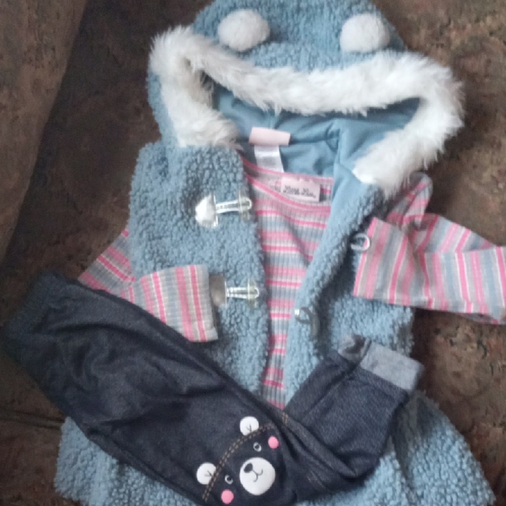 Little Lass Pink and Gray Striped Top